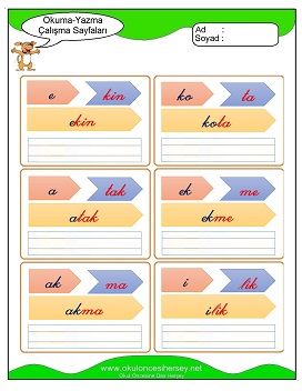k sesi Grubu Çalışma Sayfaları